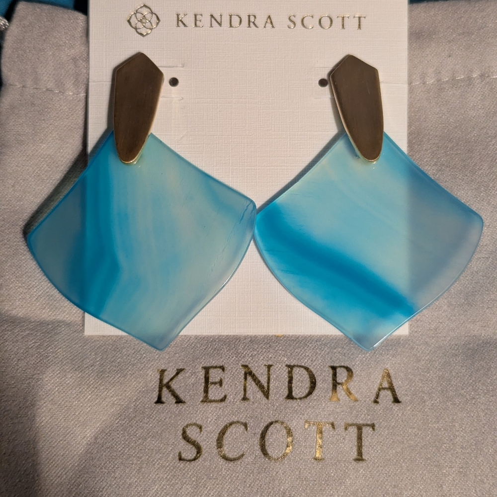 NWT Kendra Scott Astoria Teal Agate Earrings